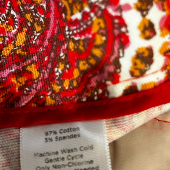 Talbots Paisley Print Red Orange Shorts Size 14 - Picture 5 of 6